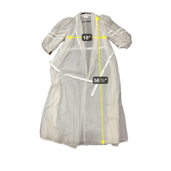 Vintage Miss Elaine Sheer Nylon Robe With Satin Trim Sheer Puff Sleeves - Picture 9 of 10